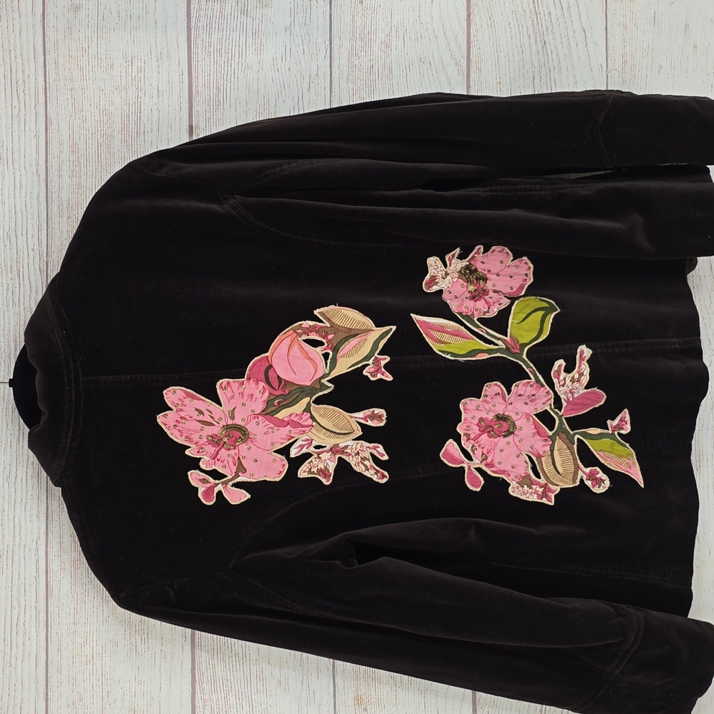 Rouje French vintage dark brown jacket with applique